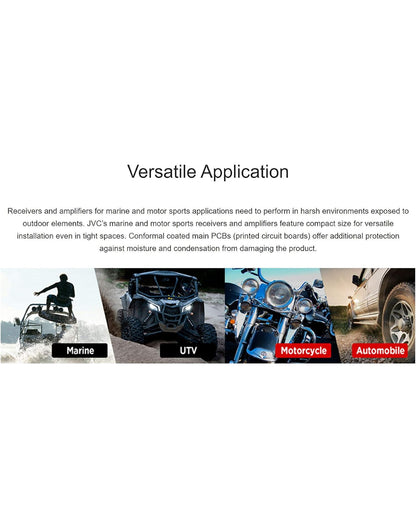 JVC KS-DR1004D 400 Watt 4-kanaal oorbrugbare versterker vir motor en mariene en RZR/ATV/UTV/wa-motorsport