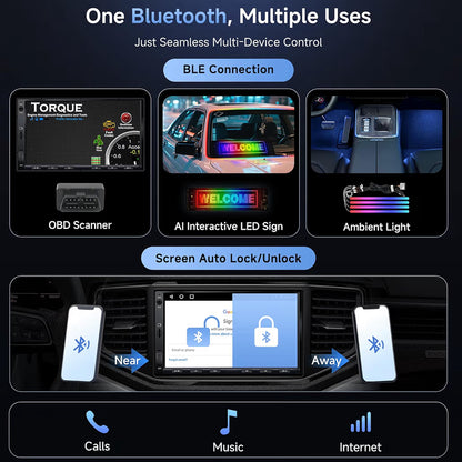 7" dubbel-din-motorstereo met GPS-navigasie in die paneelbord, draadlose CarPlay en Android Auto, WiFi/USB/Bluetooth, ingeboude versterker en DSP, KI-klets, verdeelde skerm motorradio