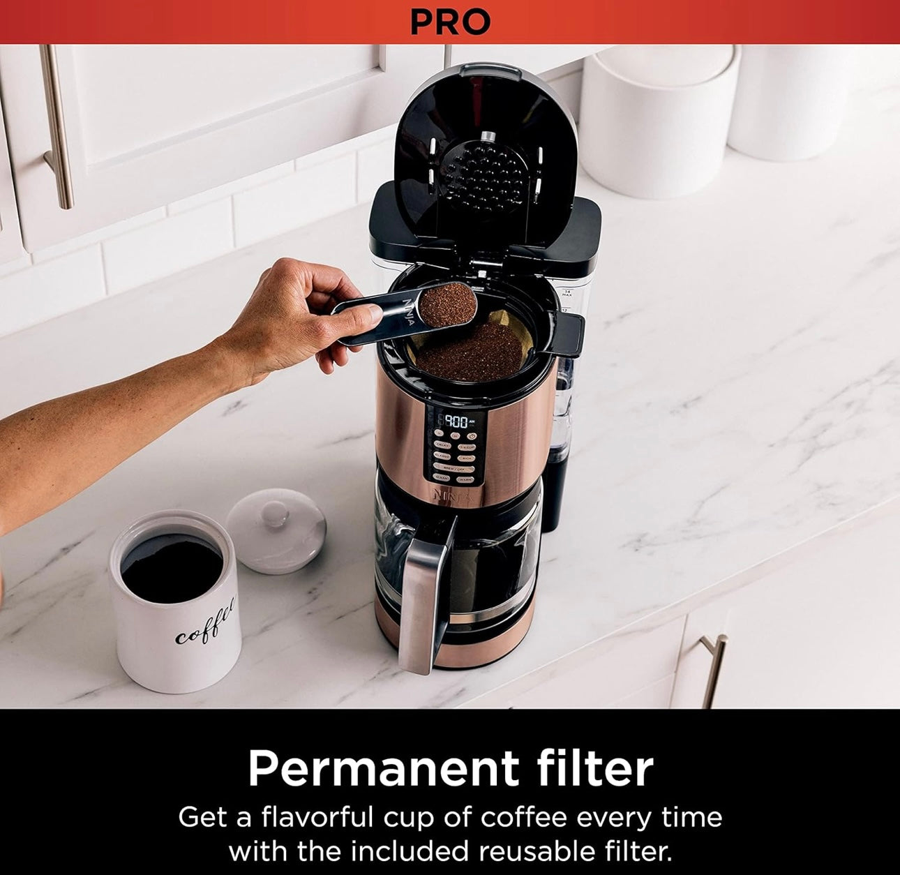 Ninja Programmable XL 14-Cup Coffee Maker PRO with Permanent Filter, 2 Brew Styles Classic & Rich - Copper DCM201CP