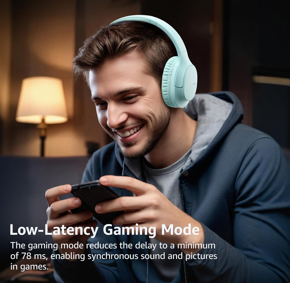HA1 Bluetooth 5.4 Over Ear Headphones, 70H Playtime w/ Mic, Foldable Headset, Deep Bass Stereo