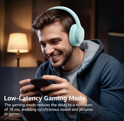 HA1 Bluetooth 5.4 Over Ear Headphones, 70H Playtime w/ Mic, Foldable Headset, Deep Bass Stereo