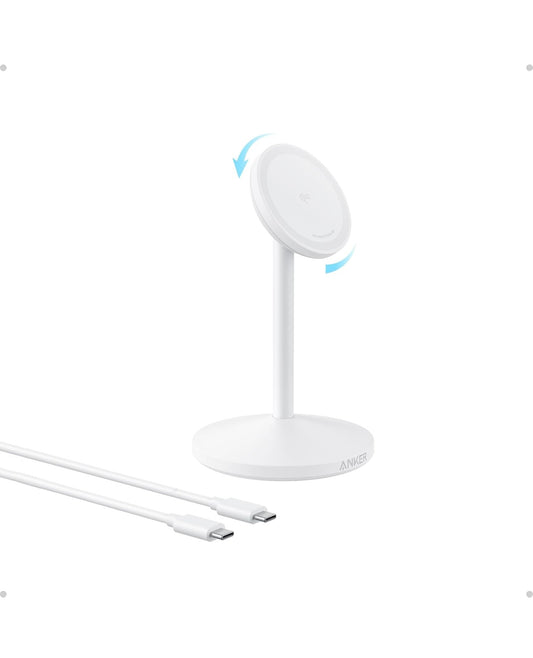 Anker MagGo iPhone 16 MagSafe-Compatible Wireless Charger Stand - WHITE (No AC Adapter)