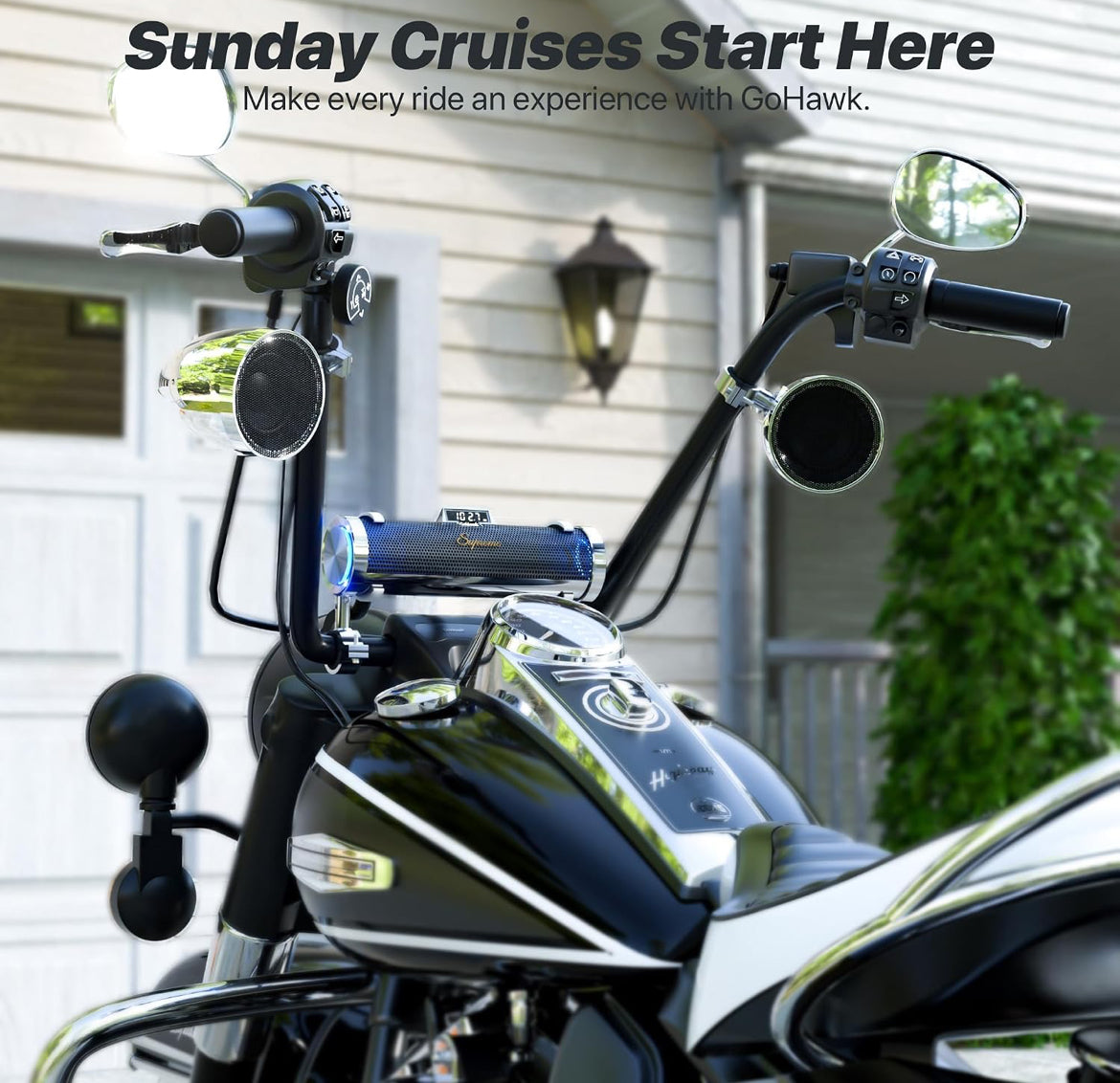 Bluetooth Motorcycle Speakers Waterproof 8-Speaker Radio 600W Aluminum Sound Bar, 4.25" External Speakers, LED light, FM Radio/USB/AUX, Remote Control, Perfect for Harley ATV