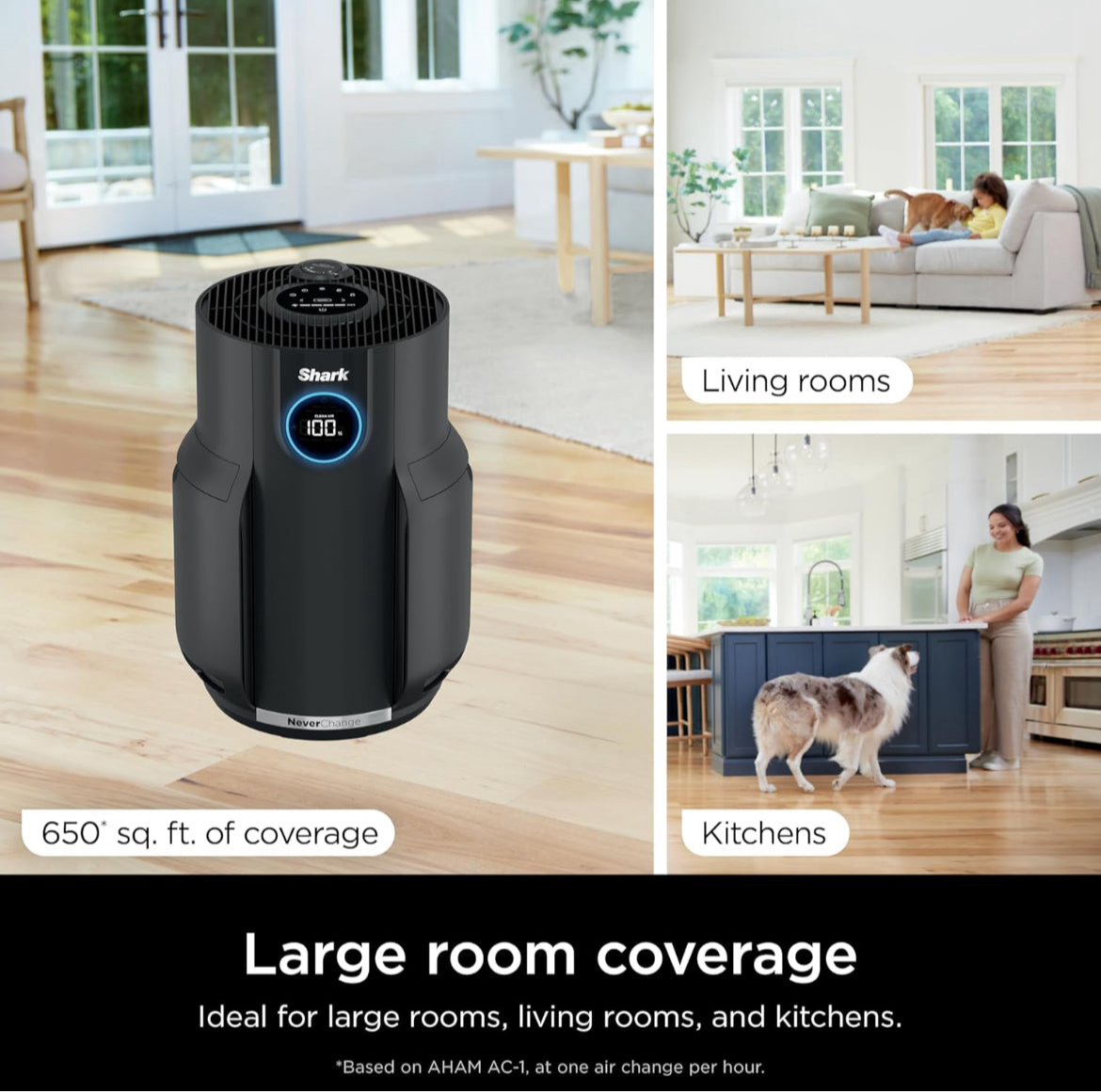 Shark Air Purifiers for Home Large Room w/  5 Year HEPA Filter Odor Neutralizer - Charcoal