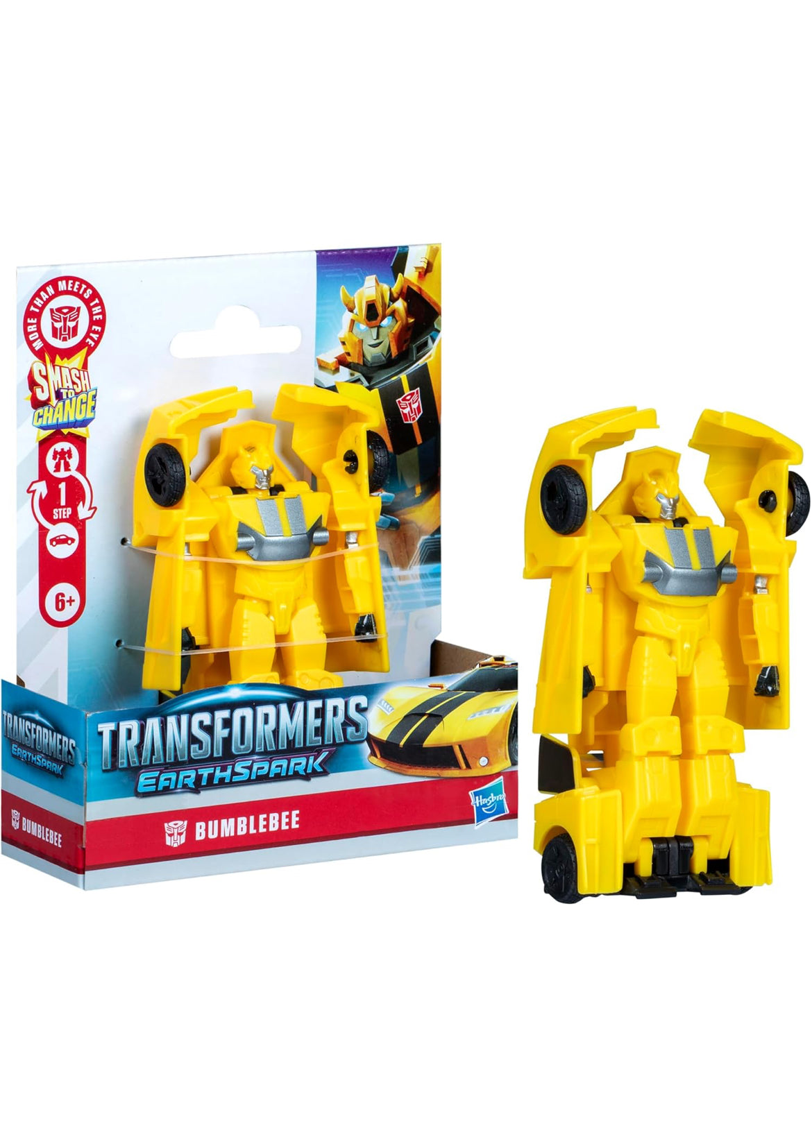 Transformers EarthSpark 1-Step Smash Changers Bumblebee 4-Inch Action Figure, Robot Toys for Boys and Girls 6 and Up