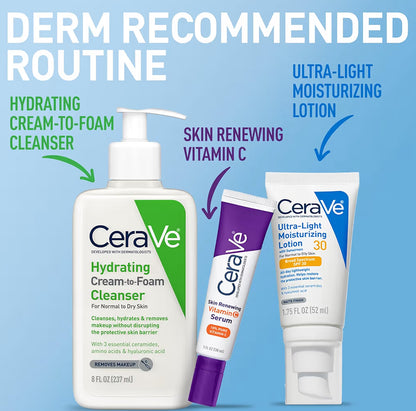 CeraVe Ultra-ligte Bevogtigende Melk met SPF 30 Geformuleer met Hialuronzuur & Smeriede - Mat Afwerking (1.7 Onse)