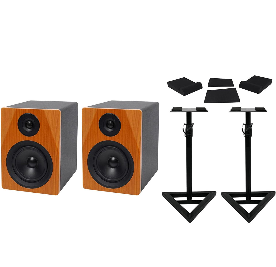Rockville (2) DPM5C Dual Powered 5.25" 300w Active Studio Monitors+Stands+Pads