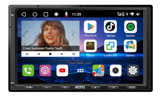 7" QLED Raakskerm Dubbel Din Motorstereo Koordlose CarPlay Android Auto Bluetooth,HDMI - NUUT
