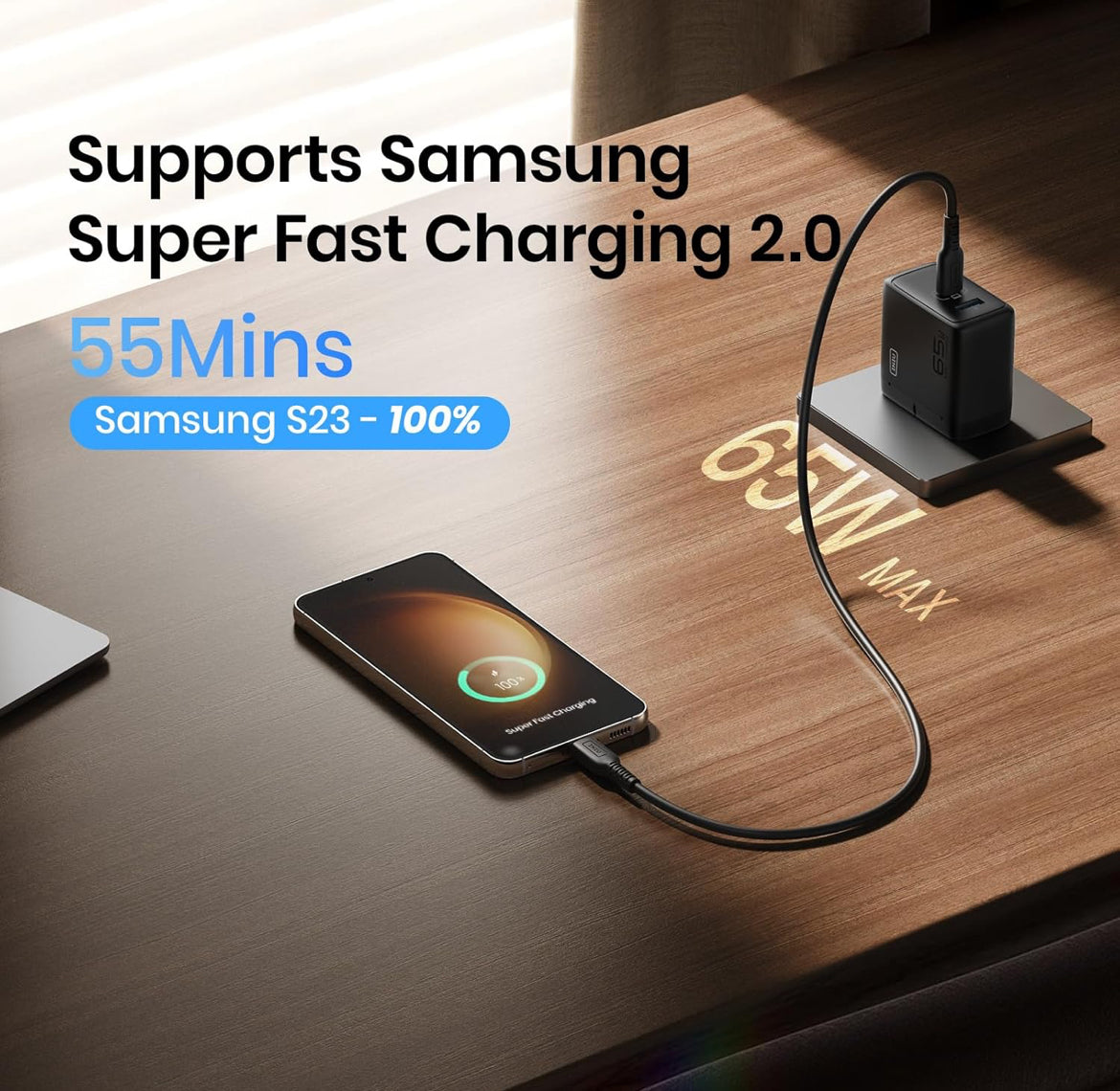 INIU 65W USB C Charger, PD QC 3.0 Fast Charging Type C Wall Charger Block, 2 Ports USB-C Power Adapter for iPhone 16 15 14 Pro Max iPad Pro AirPods Samsung S23 Google Pixel Tablet Switch, White