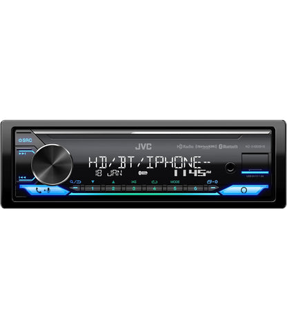 JVC KD-X480BHS Multimedia Motorradio, Enkel DIN, Ingeboude Amazon Alexa, Bluetooth Oudio en Hands-vrye Oproepe, MP3, USB, AUX-in, AM/FM Radio Ontvanger, SiriusXM Gereed, HD Radio
