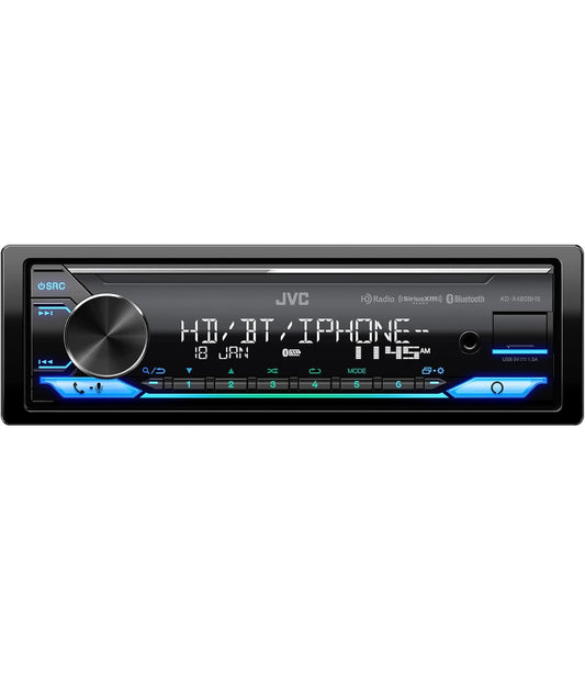 JVC KD-X480BHS Multimedia Motorradio, Enkel DIN, Ingeboude Amazon Alexa, Bluetooth Oudio en Hands-vrye Oproepe, MP3, USB, AUX-in, AM/FM Radio Ontvanger, SiriusXM Gereed, HD Radio