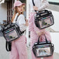 Clear Beach Bag Travel Tote Transparent Backpack for Women Girls Stadium Approved Crossbody Messenger Shoulder Handbag