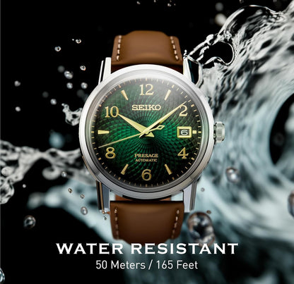 SEIKO Outomatiese Horlosie vir Mans - Presage Cocktail Time - Patroon met Goue Syfers en Datumkalender, 50m Waterbestand