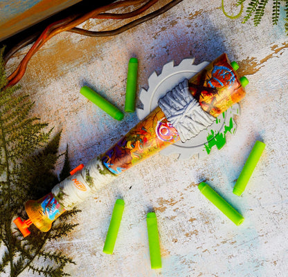 Nerf Zombie Strikeout Dart Blaster, 8 Nerf Elite Darts, Foam Blade, Pull Back Priming, Outdoor Games, Ages 8+