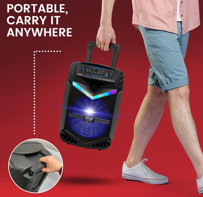 Rechargeable Portable Bluetooth 800W Outdoor Bluetooth Speaker PA System w/ 12” Subwoofer 1” Tweeter, Recording Function, Mic In Party Lights USB/SD Radio