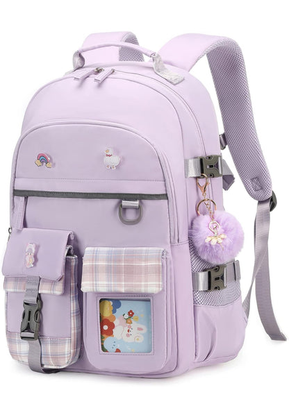 Backpack for Girls, 15.6 Inch Laptop School Bag Kids Kindergarten Elementary College Backpacks Large Bookbags for Teen Girl Women Students Casual Travel Daypacks (Purple)