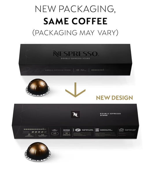 Nespresso Capsules Vertuo, Double Espresso Scuro, Dark Roast Espresso Coffee,Brews 2.7oz. - 30CT Coffee Pods