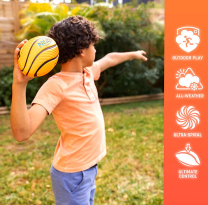 NERF 8.5" Spiral Grip Foam Football - Easy Grip Junior Ball - Delivers Tight Rotation for Accuracy, Lightweight for Deep Throws, Durable Indoors or Outdoors