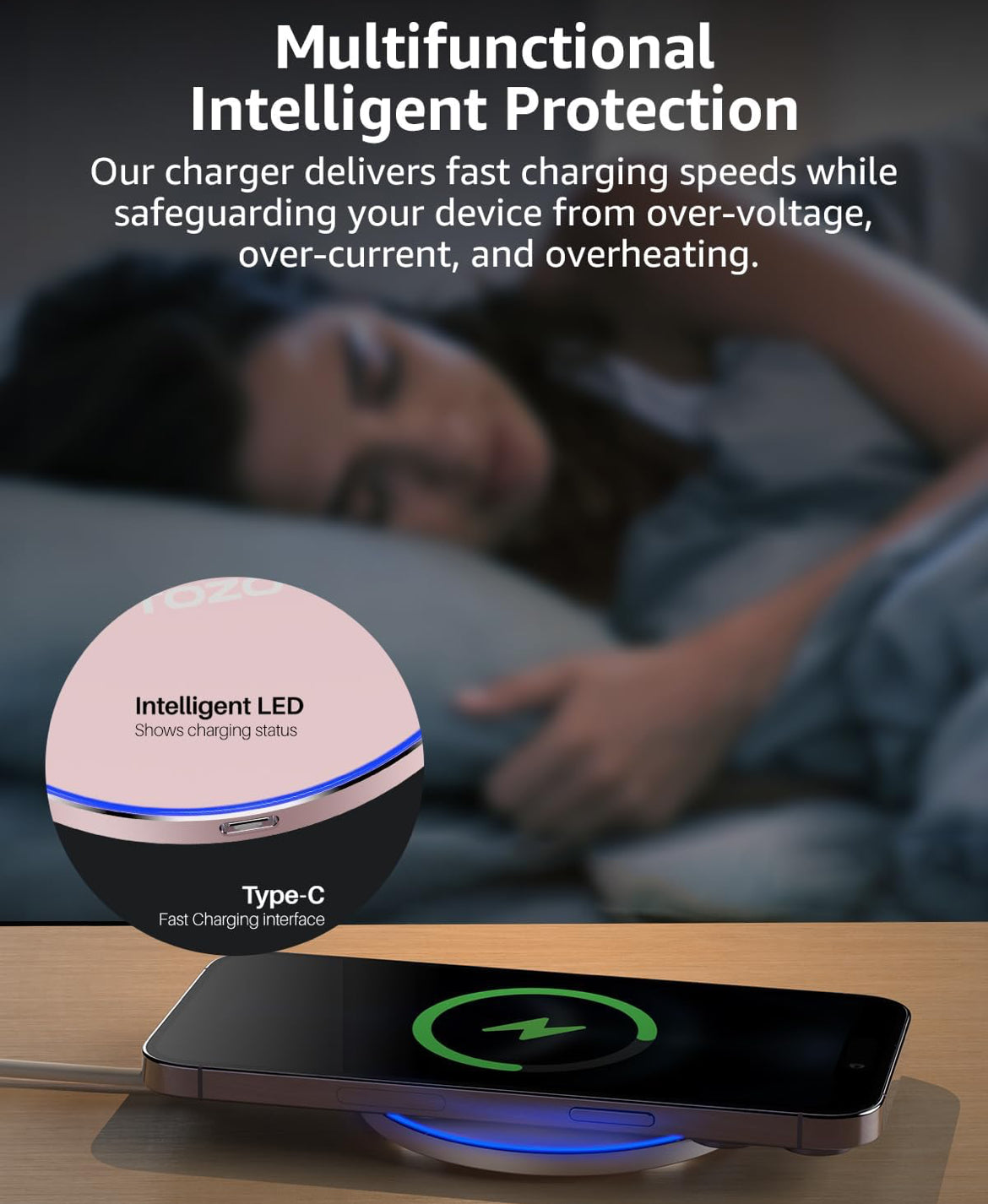 New Anti-Slip Wireless Charger 15W Max Fast Charging Pad Compatible w/ iPhone,Samsung Galaxy - Pink