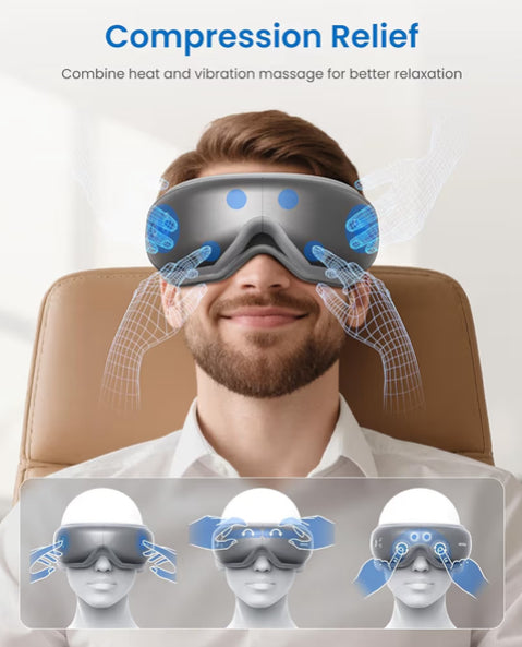 Eyeris1 Eye Massager w/ Heat for Migraine, Smart Sleep Mask for Dry Eyes Relax, Reduce Strain - Grey