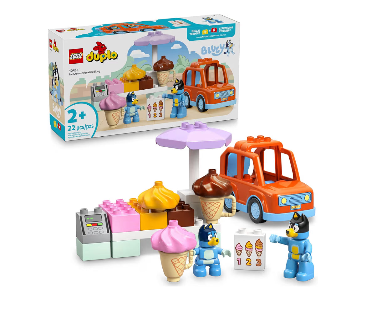 LEGO DUPLO Bluey Ice Cream Trip with Bluey - Toddler Toy for Kids, Boys, and Girls Ages 2+ - Includes Figure and Ice Cream Stand