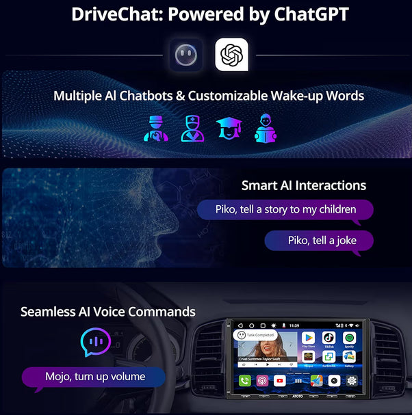 7" QLED Raakskerm Dubbel Din Motorstereo Koordlose CarPlay Android Auto Bluetooth,HDMI - NUUT