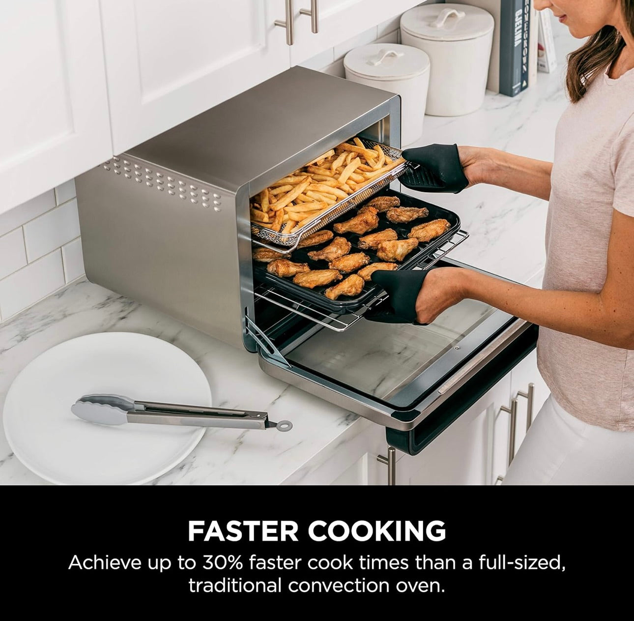 Ninja Air Fryer and Toaster Oven, Foodi Series, XL Pro Air Oven Kitchen Countertop Convection, 10-in-1 Functions - 1800 Watts Stainless Steel (DT201)