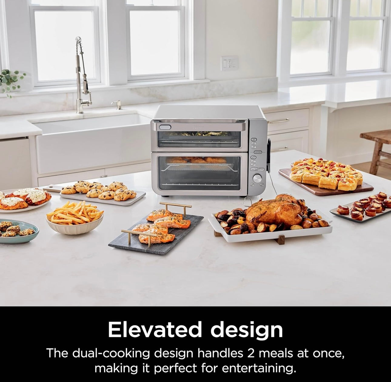 Ninja Countertop Oven Double Stack XL & Air Fryer with Pro Cook System, 12-in-1, Flexdoor, FlavorSeal, SMART FINISH with DualZone Technology, Air Fryer, Bake, Broil, Reheat, Stainless Steel, DCT651