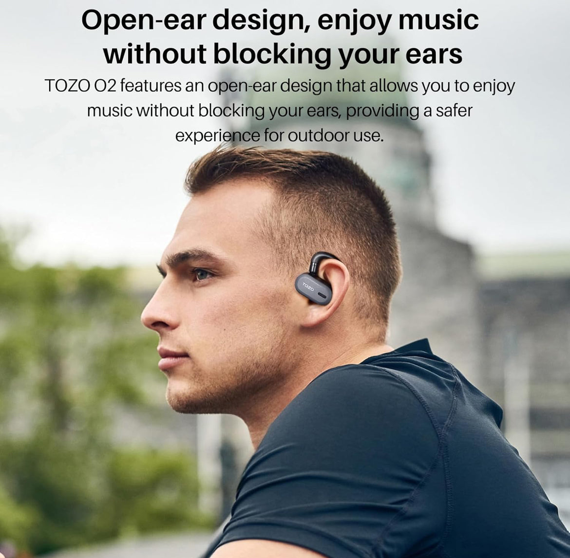True Open Ear Wireless Lightweight w/ Multi-Angle, Dual-Axis Design for Long-Lasting Comfort - Black