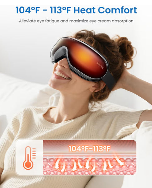 Eyeris 1 Eye Massager w/ Heat for Migraine, Smart Sleep Mask for Dry Eyes Relax, Reduce Strain - Black