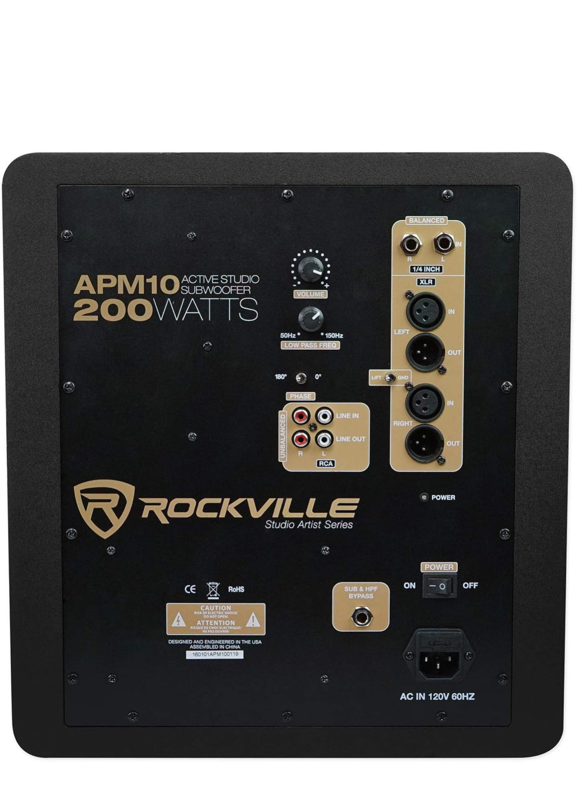 Rockville APM10C 10" 400 Watt Powered/Active Studio Subwoofer Pro Reference Sub