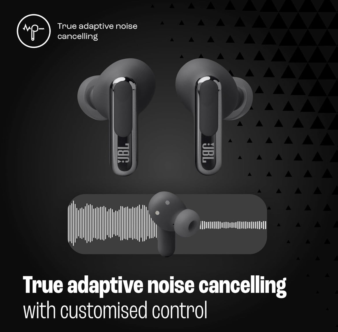 JBL Live Beam 3 - True Wireless Noise-Cancelling Stick-Closed Earbuds, 48Hrs Total Playback, Wireless Charging, 6 Mics for Perfect Calls, Multi-Point Connection, IP55 Waterproof and dustproof (Black)