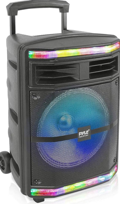 Draagbare Bluetooth PA-luidsprekerstelsel - 600W met herlaaibare battery, partytjieligte, MP3/USB SD-kaartleser, rolwiele