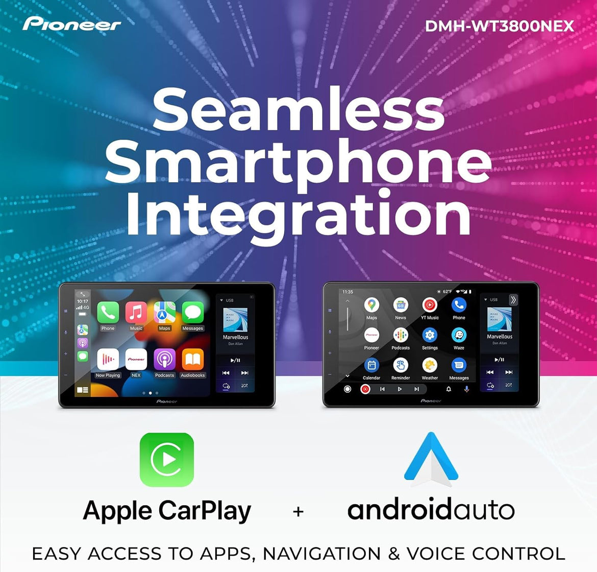 Pioneer DMH-WT3800NEX 9" Capacitive Touchscreen Floating Display Car Stereo
Digital Multimedia Receiver, Wireless Apple CarPlay & Android Auto, Amazon Alexa, Bluetooth, FLAC, Backup Camera, HD Radio