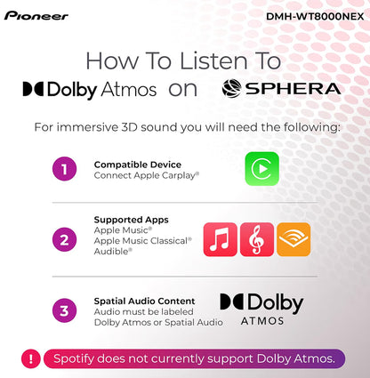 Pioneer DMH-WT8000NEX 10.1" Touchscreen Single Din Dolby Atmos Car Stereo
Digital Multimedia Receiver, Wireless Apple CarPlay & Android Auto, Wifi, Bluetooth, HD Radio, Rear Camera Inputs