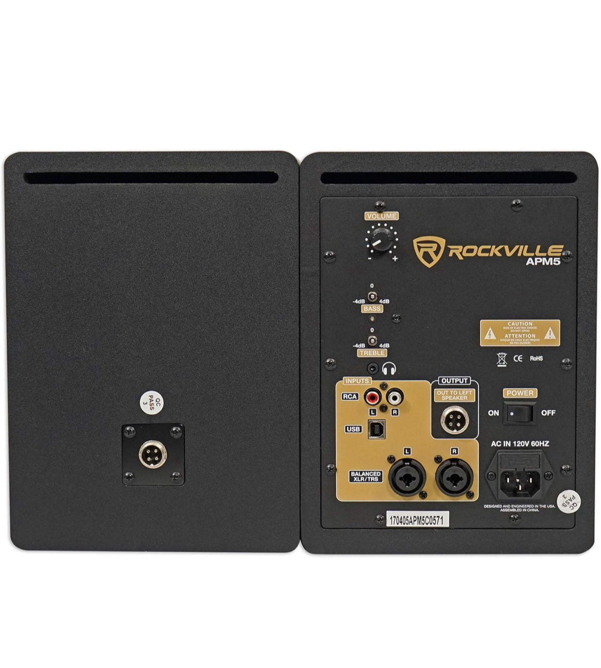 Rockville Pair APM5C 5.25" 2-Way 250W Powered USB Studio Monitors and Stands+Pads