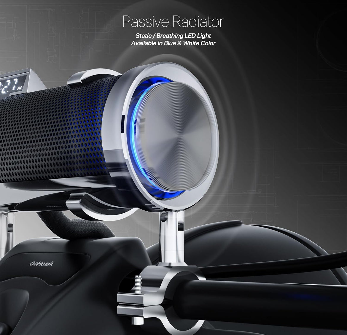 Motorcycle Speakers Bluetooth 6-Speaker Radio Audio SystemWaterproof Aluminum Sound Bar, Built-in Amp, LED light, Remote Control, FM Radio/USB/AUX