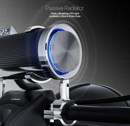 Motorcycle Speakers Bluetooth 6-Speaker Radio Audio SystemWaterproof Aluminum Sound Bar, Built-in Amp, LED light, Remote Control, FM Radio/USB/AUX