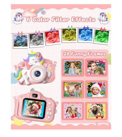 Kids Selfie Camera 20 MP HD 1080P IPS Screen Dual Digital Toy w/ 32Gb Card - (White/Pink)