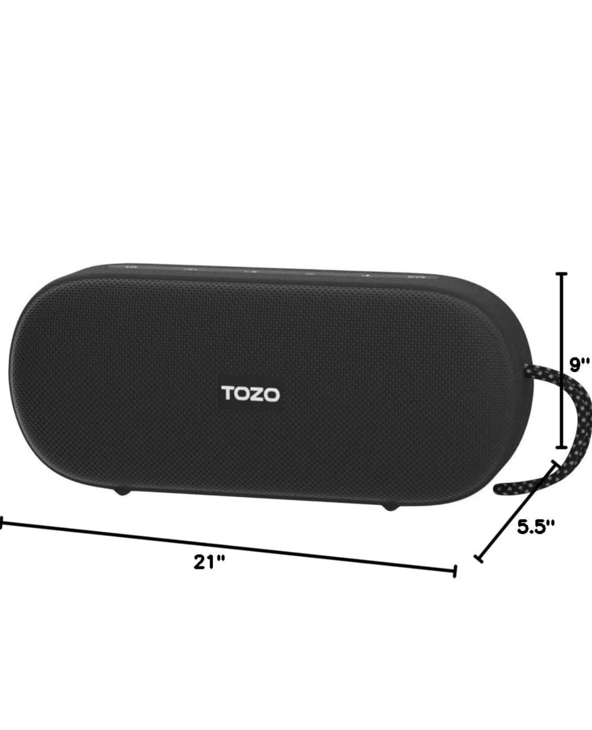PA1 Bluetooth Portable Speaker Built-in Microphone Stereo Sound, 25H Playtime, IPX7 Waterproof - Black
