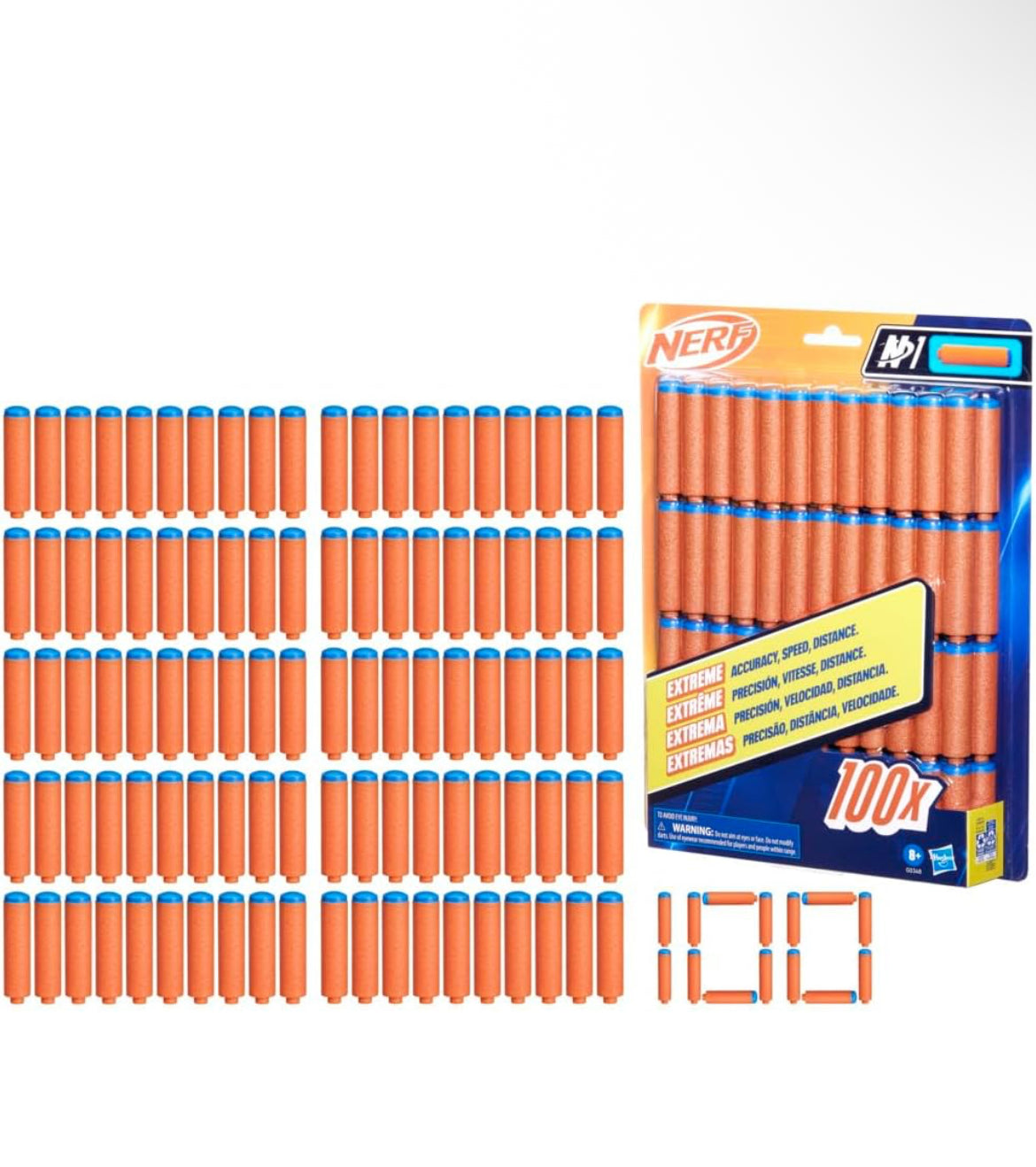 Nerf N Series N1 Darts, Includes 100 Darts, Compatible Only with Nerf N Series Blasters, Outdoor Games, Ages 8+