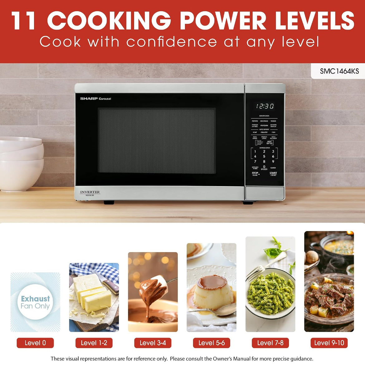 Sharp SMC1464KS 1.4 cu. ft. 1100W Stainless Steel Countertop Microwave Oven
Inverter Technology, 12.4" Carousel Turntable, Removable Turntable, Orville Redenbacher's Certified