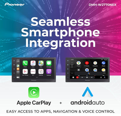Pioneer 6.8" Capacitive Touchscreen Double Din Car StereoDigital Multimedia Receiver, Wireless Apple CarPlay & Android Auto, Bluetooth, Backup Camera, FLAC, Short Chassis, HD Radio