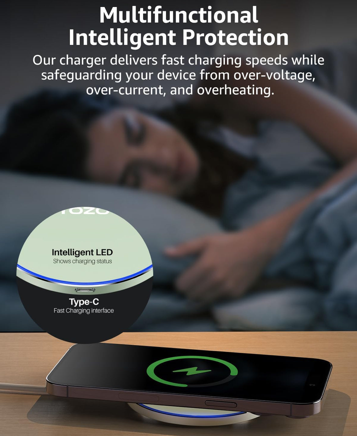 New Anti-Slip Wireless Charger 15W Max Fast Charging Pad Compatible w/ iPhone,Samsung Galaxy