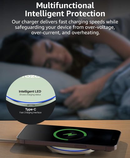 New Anti-Slip Wireless Charger 15W Max Fast Charging Pad Compatible w/ iPhone,Samsung Galaxy