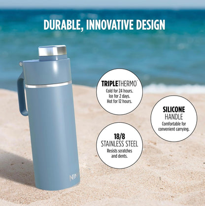 Ninja DW2401BL Thirsti 24oz Reiswaterbottel Lekvry, 24 Uur Koud, Skottelgoedwasser Veilig, Roesvrye Staal Geïsoleerde Tuimelaar - Stormblou