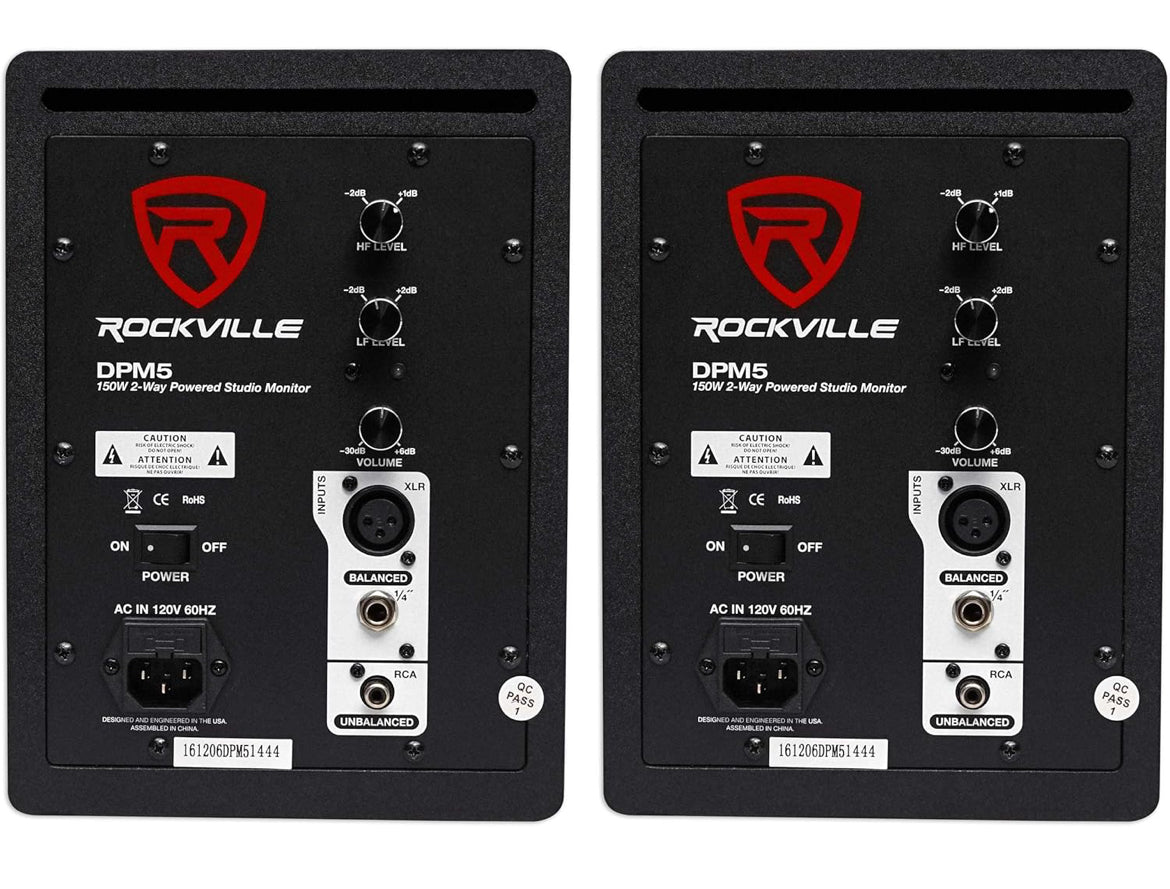 Rockville (2) DPM5W Dual Powered 5.25" 300 Watt Active Studio Monitor Speakers