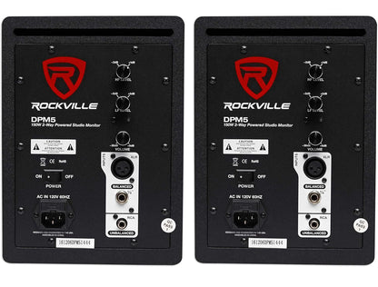 Rockville (2) DPM5W Dubbel Aangedrewe 5.25" 300 Watt Aktiewe Ateljee Monitorluidsprekers