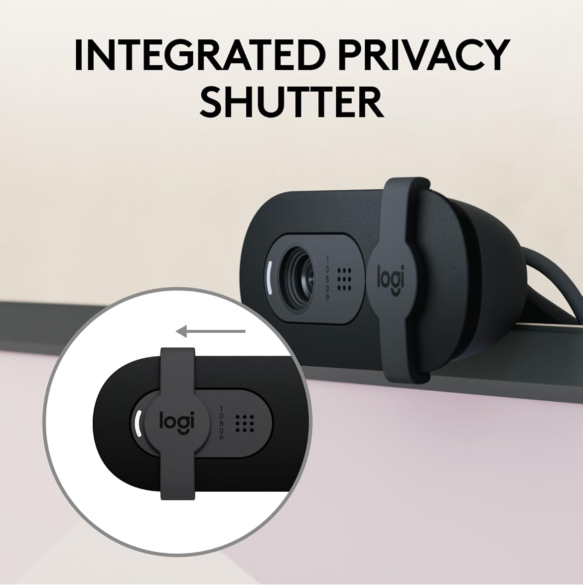 Logitech Brio 101 Full HD 1080p Webkamera vir Vergaderings, Stroom, Rekenaar, Skootrekenaar, PC - Ingeboude Mikrofoon, Luik, USB-A, Teams, Zoom - Swart