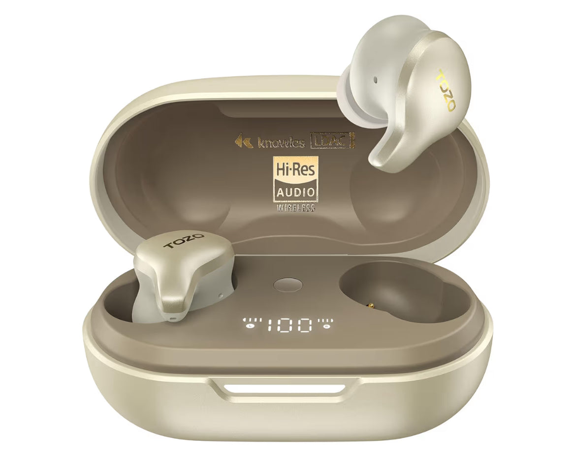 Golden X1 Wireless Earbuds Balanced Armature Driver and Hybrid Dynamic OrigX Pro, LDAC & Hi-Res Audio Wireless, Noise Cancellation - Champagne
